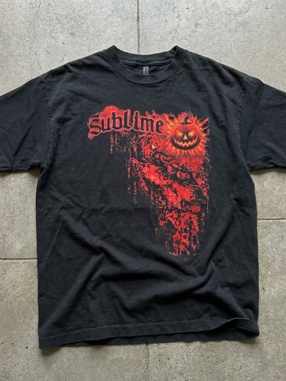 Gildan Black Tee with Red Pumpkin Sublime Graphic